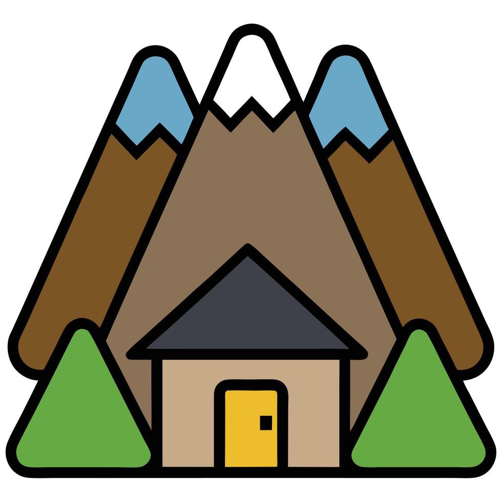 A house with mountains in the background vector