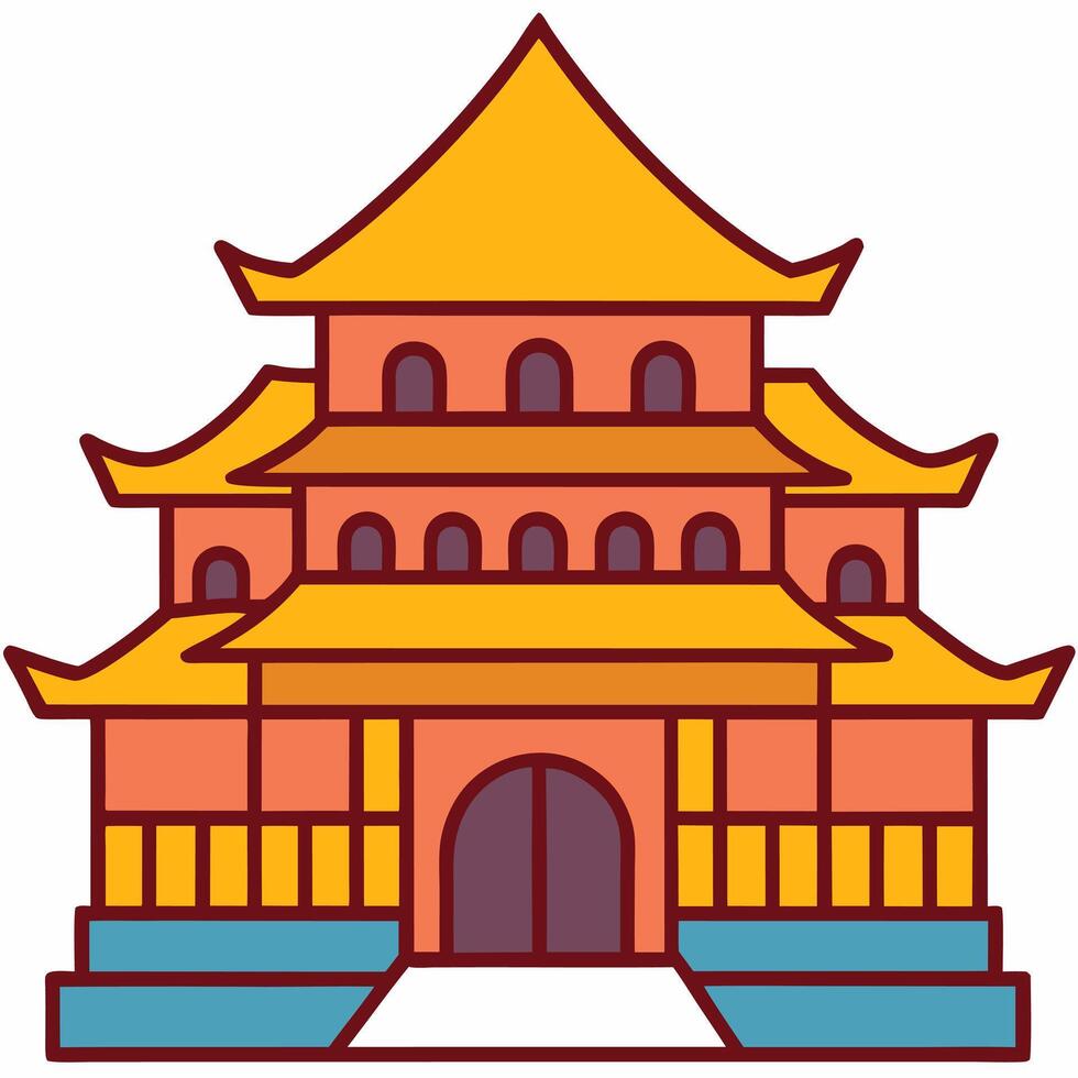 Chinese temple icon illustration vector