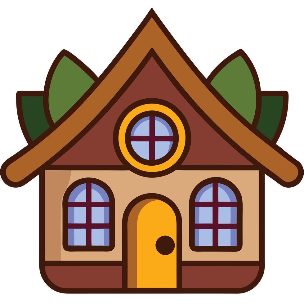 A cartoon house with a window and a door vector
