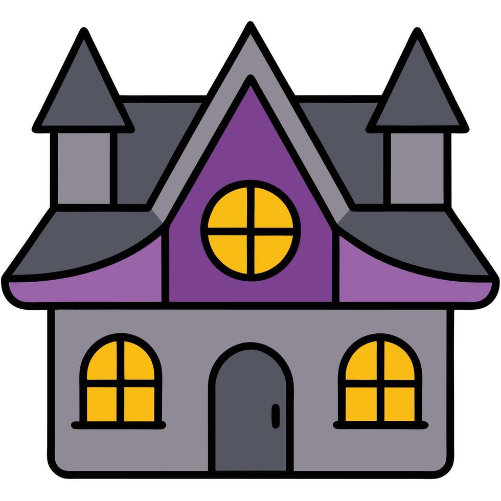 A purple and yellow house with windows vector