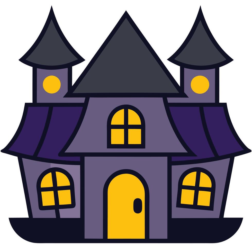 Halloween house with yellow roof and windows vector