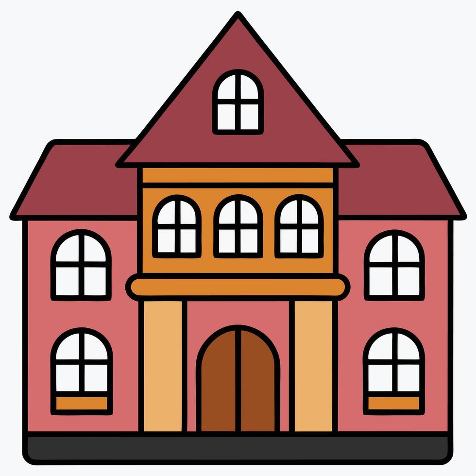A house with a brown roof and windows vector