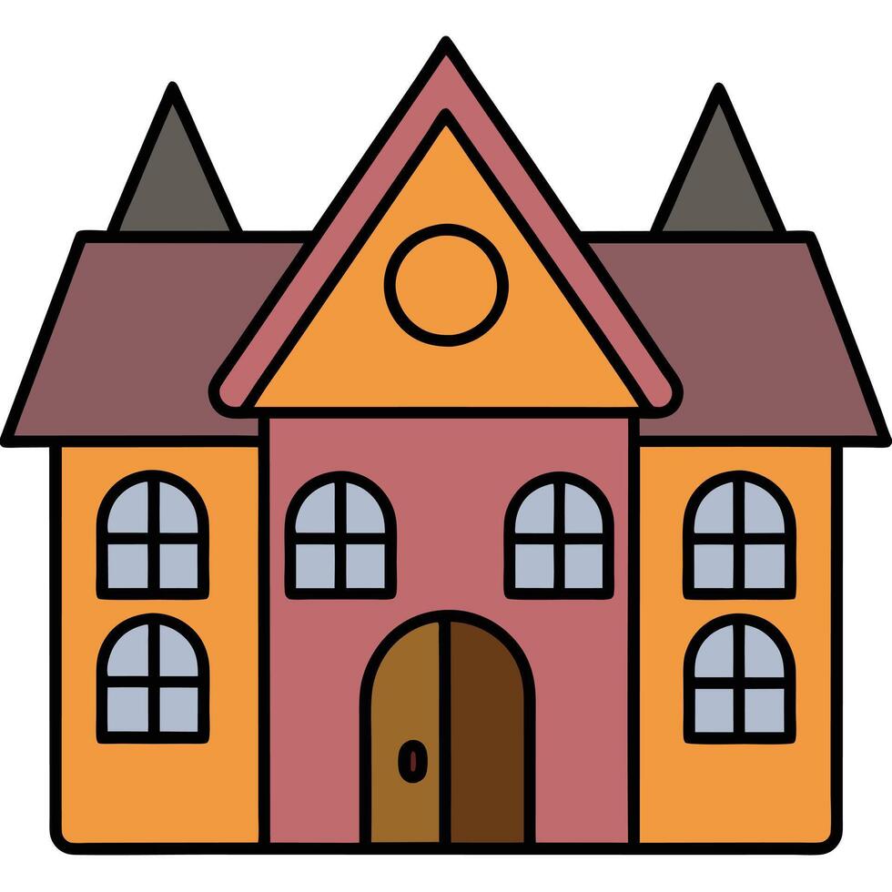 A house with a door and windows on a white background vector