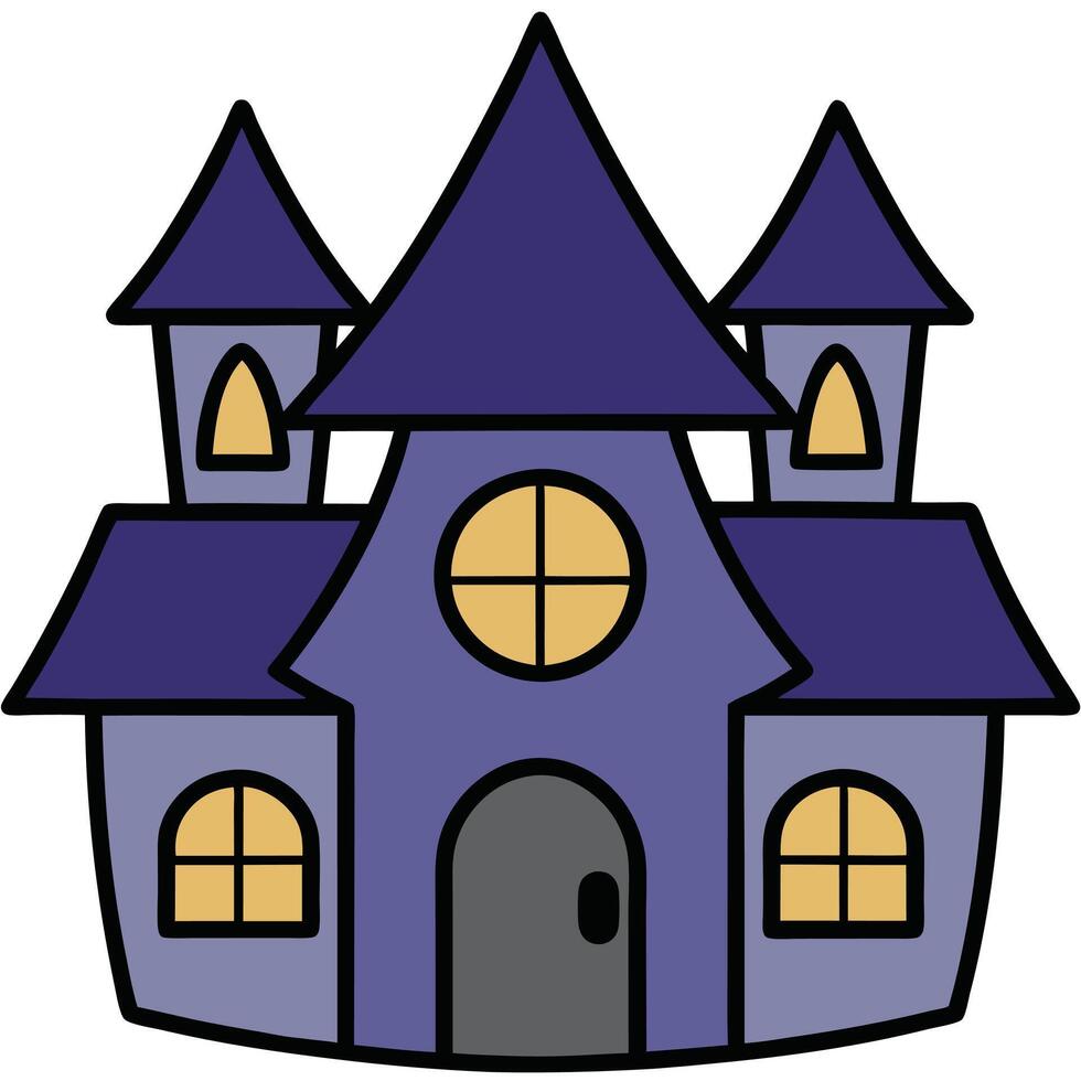 A cartoon house with a window and a door vector