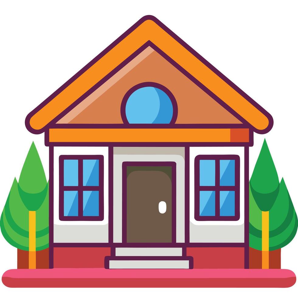 House with front door and windows on a white background vector