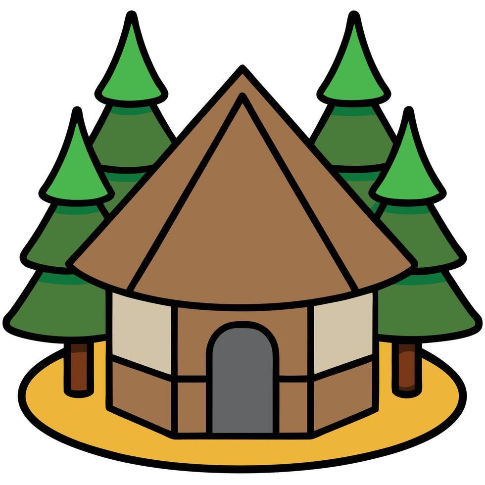 A small house with trees in the background vector
