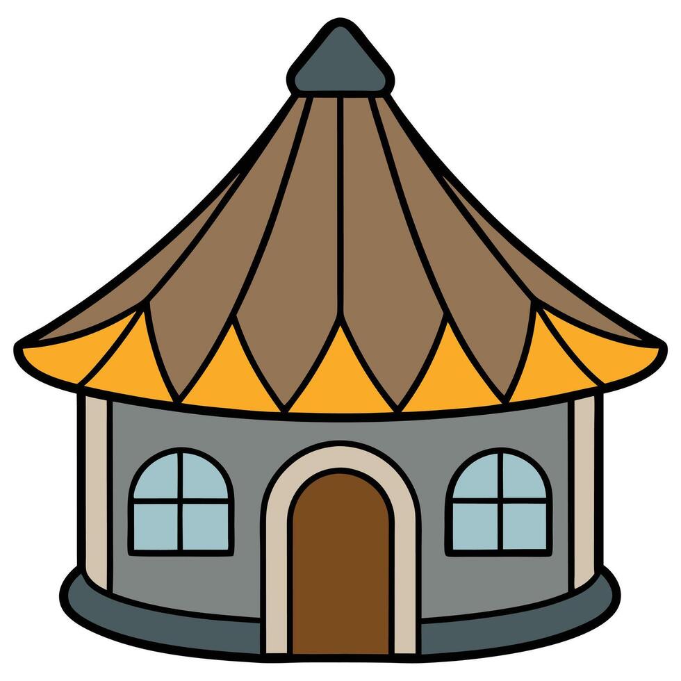 A small house with a roof on a white background vector