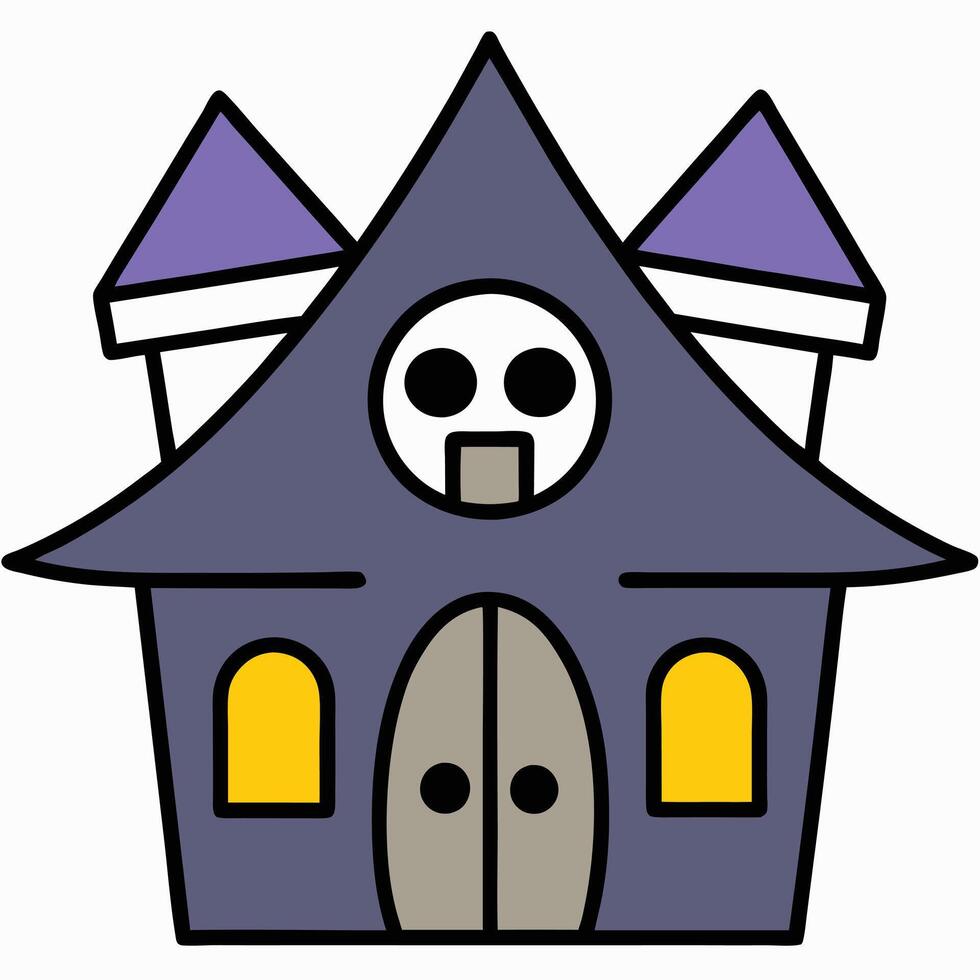 A cartoon house with a skull on the door vector