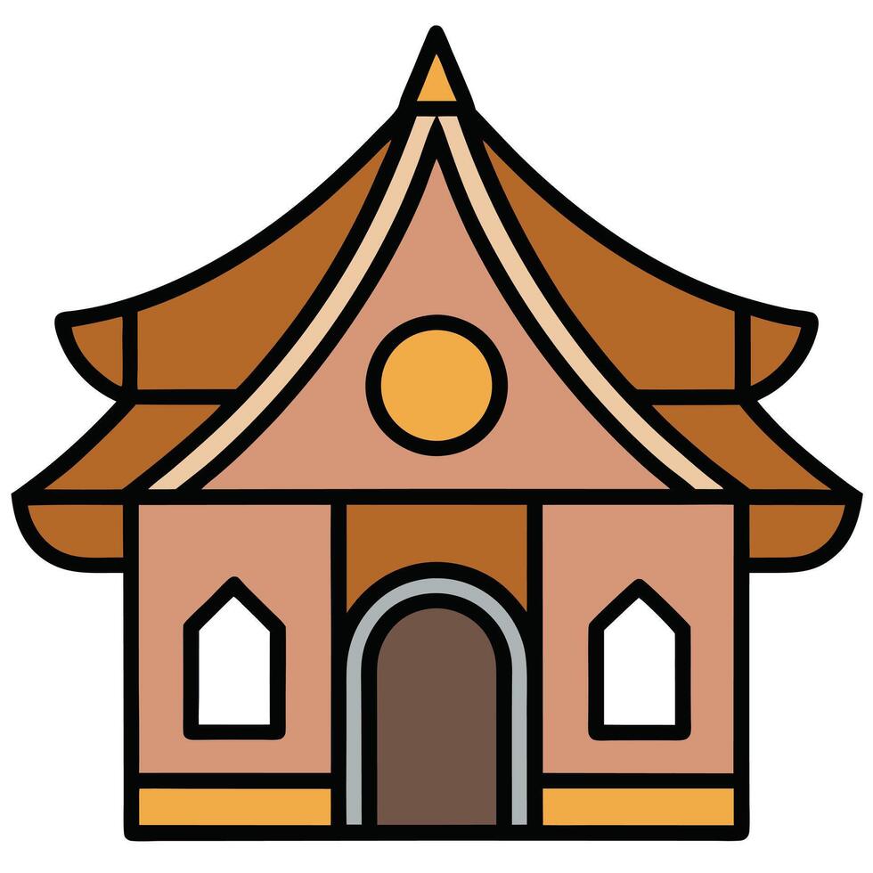 A chinese temple building icon vector