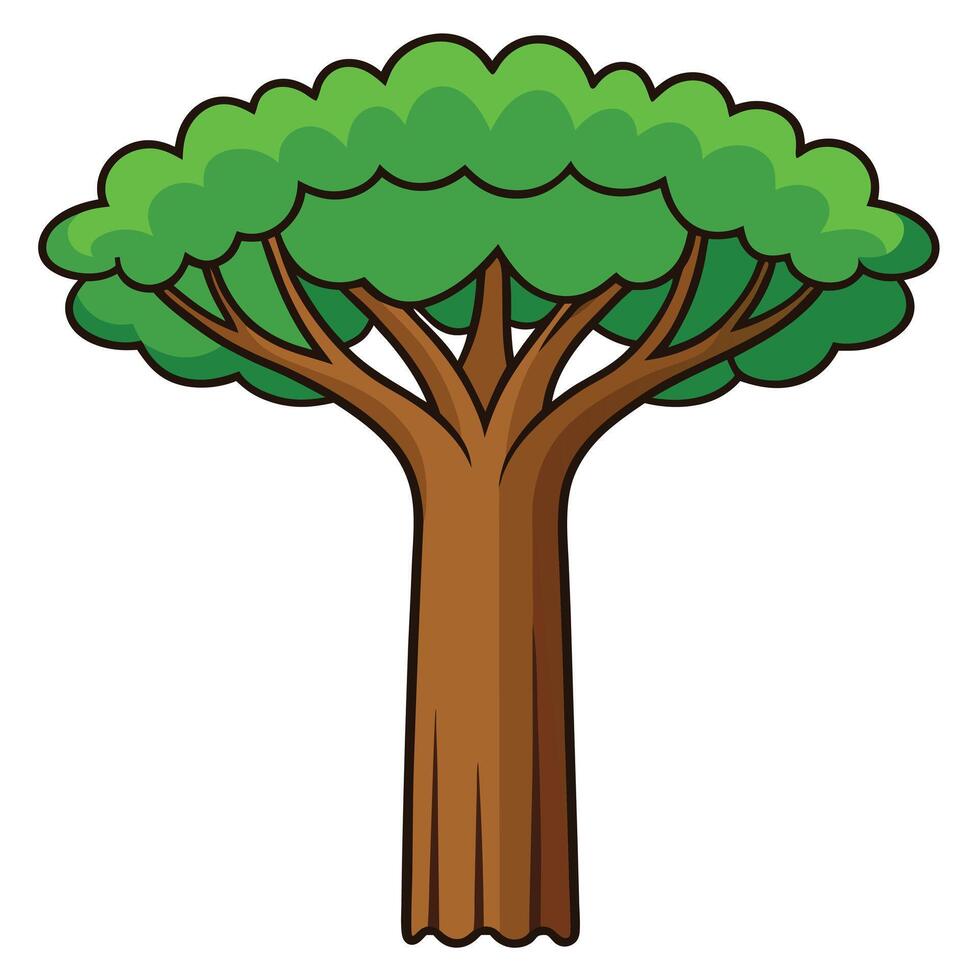 A cartoon tree with green leaves vector