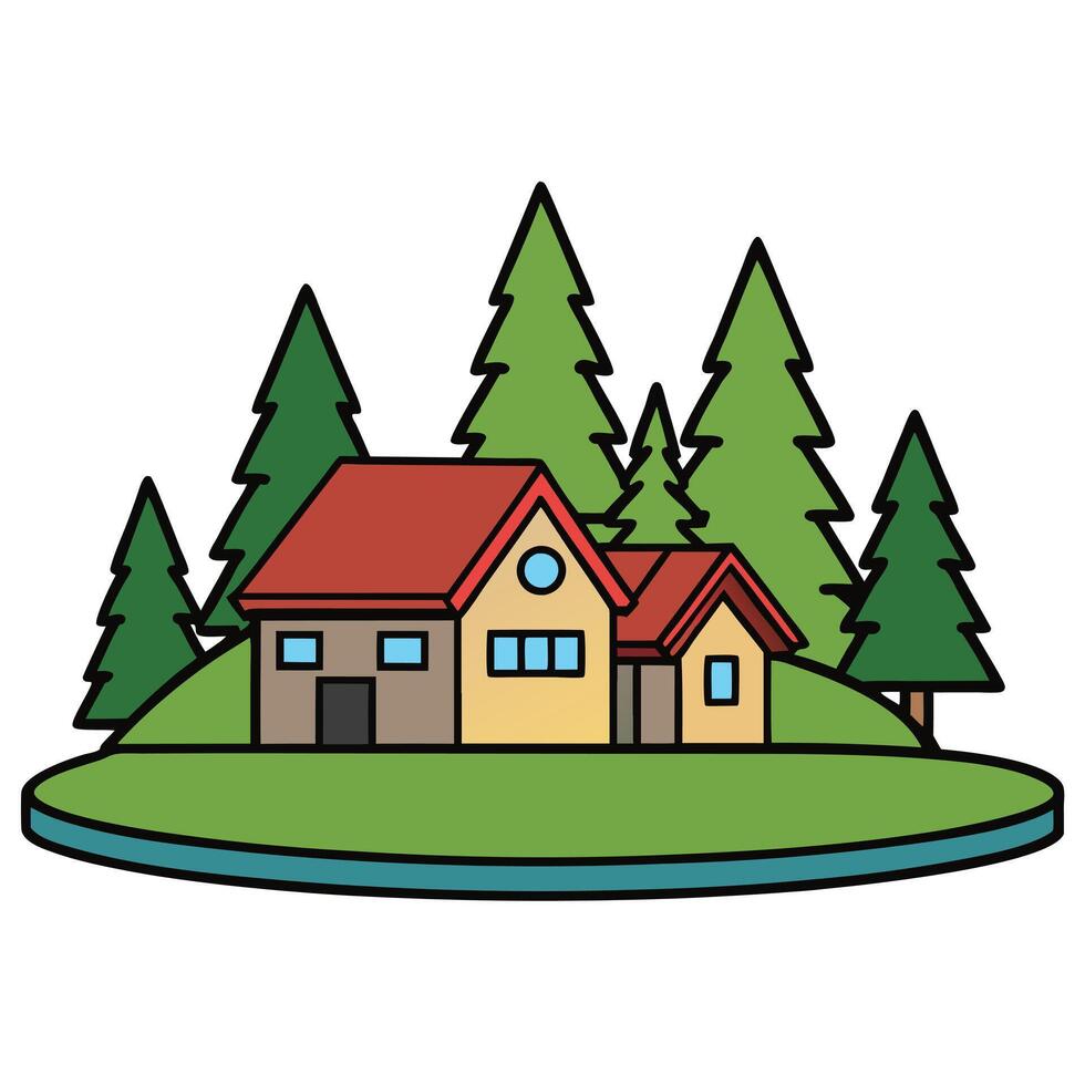 House in the forest illustration vector