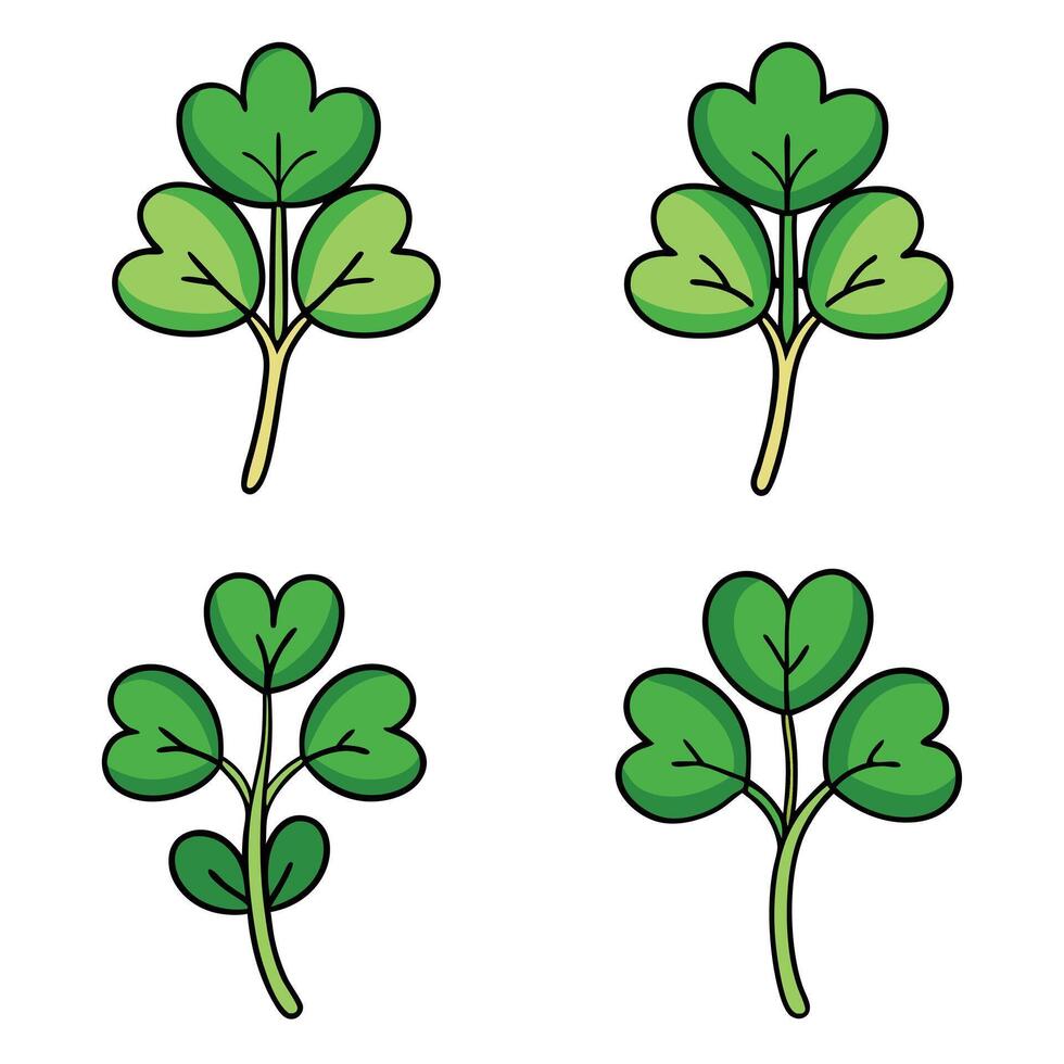 Four leaf clover icon set illustration vector