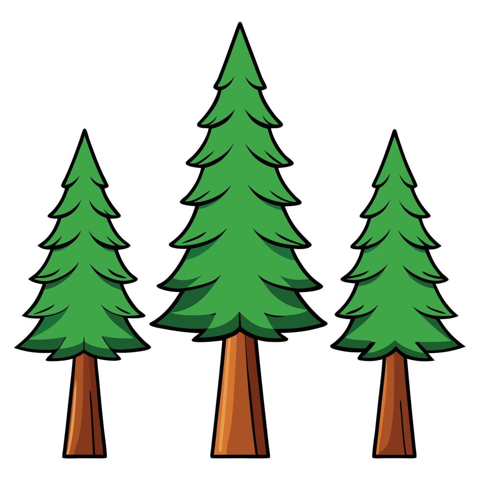 Three pine trees on a white background vector