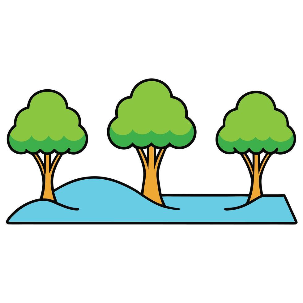 Three trees in a river with water vector