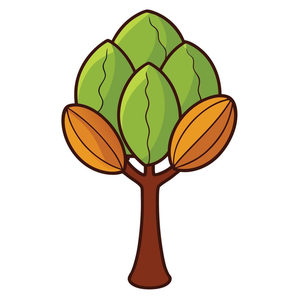 A tree with leaves and nuts on it vector