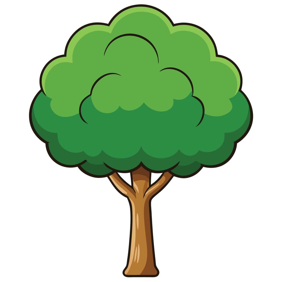 A cartoon tree with green leaves vector