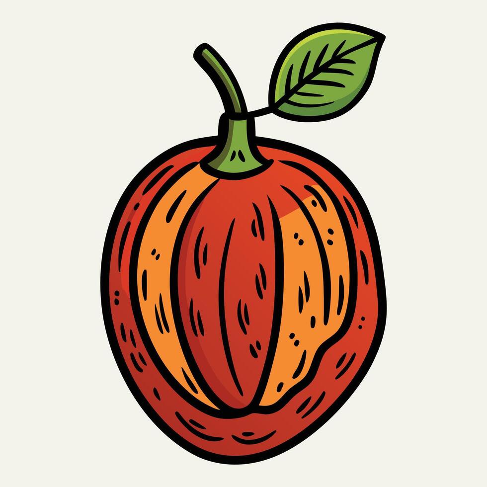 An apple with a leaf on it vector