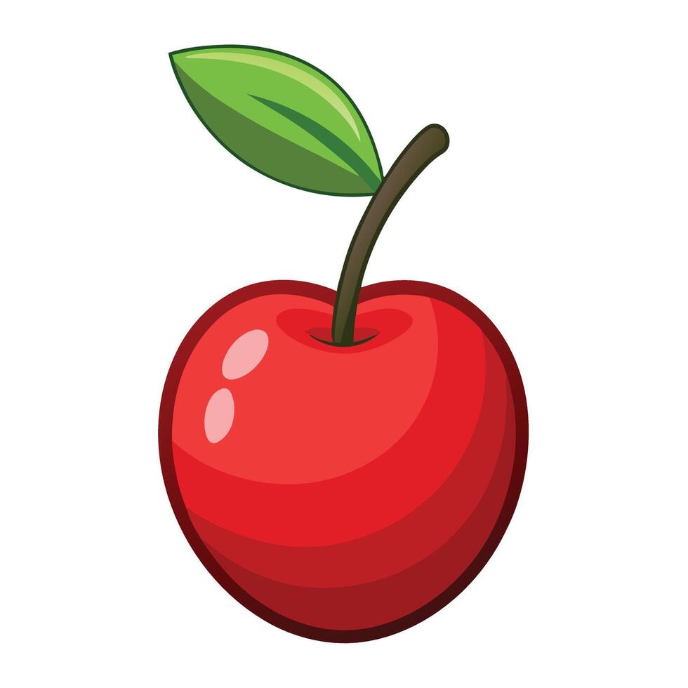 A red apple with a leaf on it vector