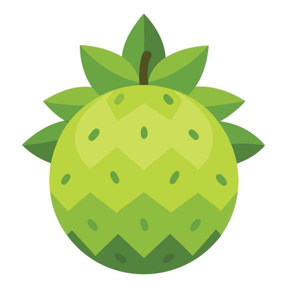 A green fruit with leaves on it vector