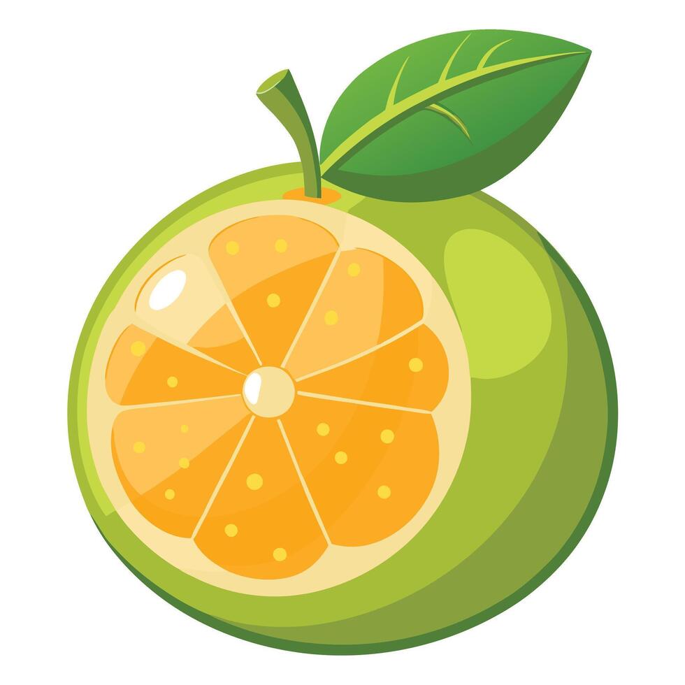 An orange with a slice cut out of it vector