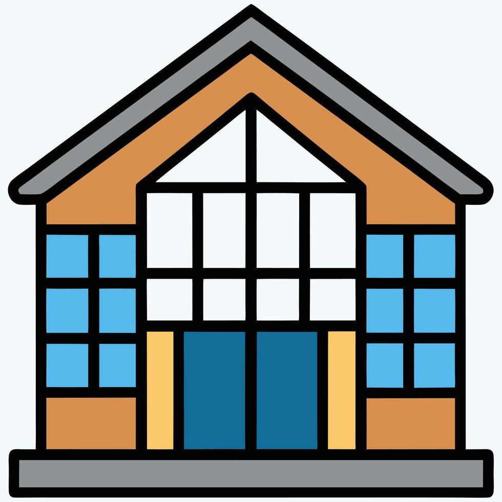 A building with windows and a door vector