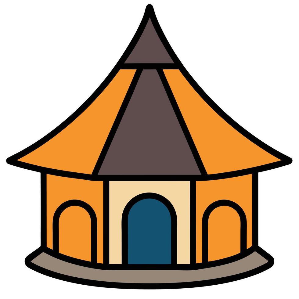 A small house with a roof on a white background vector