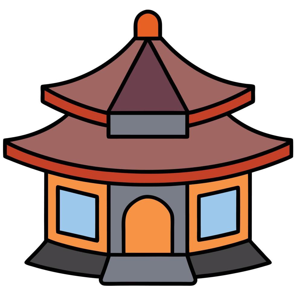 An asian pagoda building icon vector