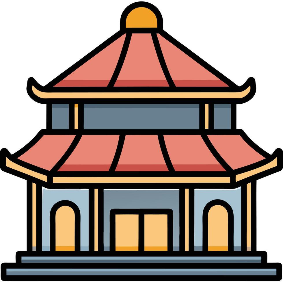 Chinese temple icon illustration vector