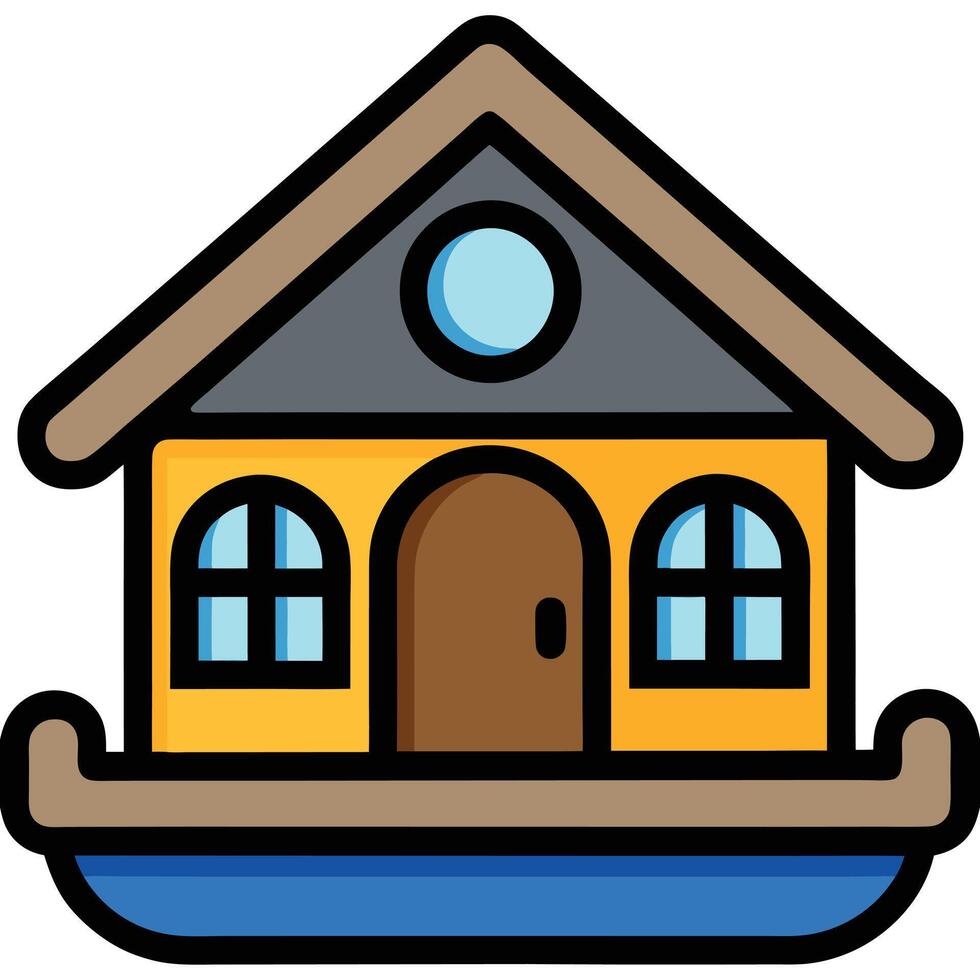 Houseboat icon flat white background vector