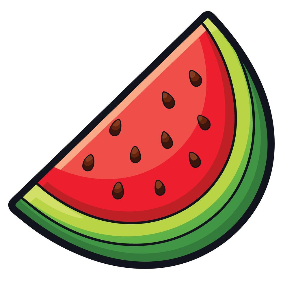 A slice of watermelon is shown on a white background vector