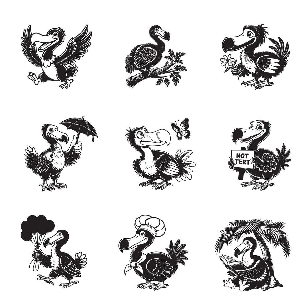 Collection of Funny Dodo Bird Clipart Design - Dodo Flightless bird illustration vector
