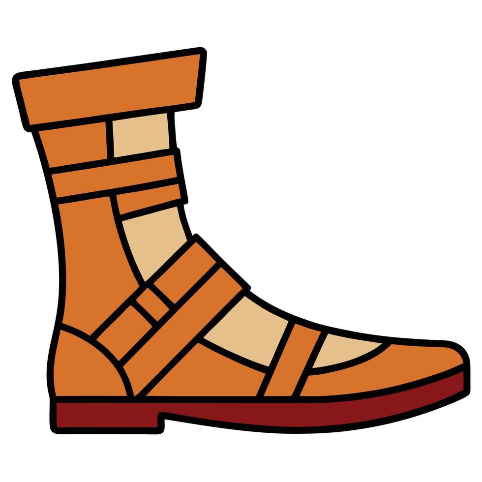 An orange boot with straps on the side vector