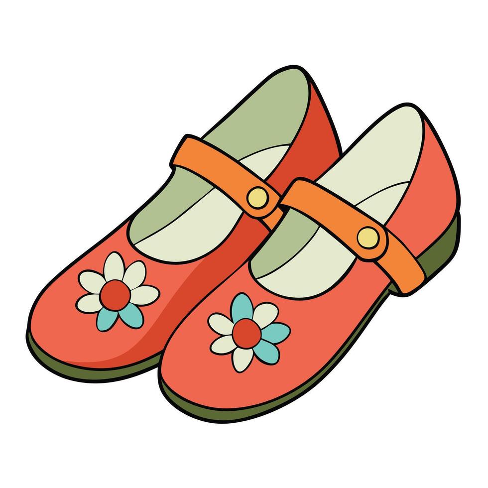 A pair of red shoes with flowers on them vector