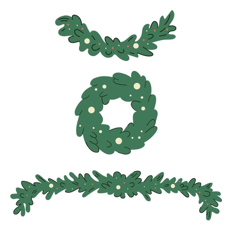 Set of Christmas wreaths on a white background. illustration. vector