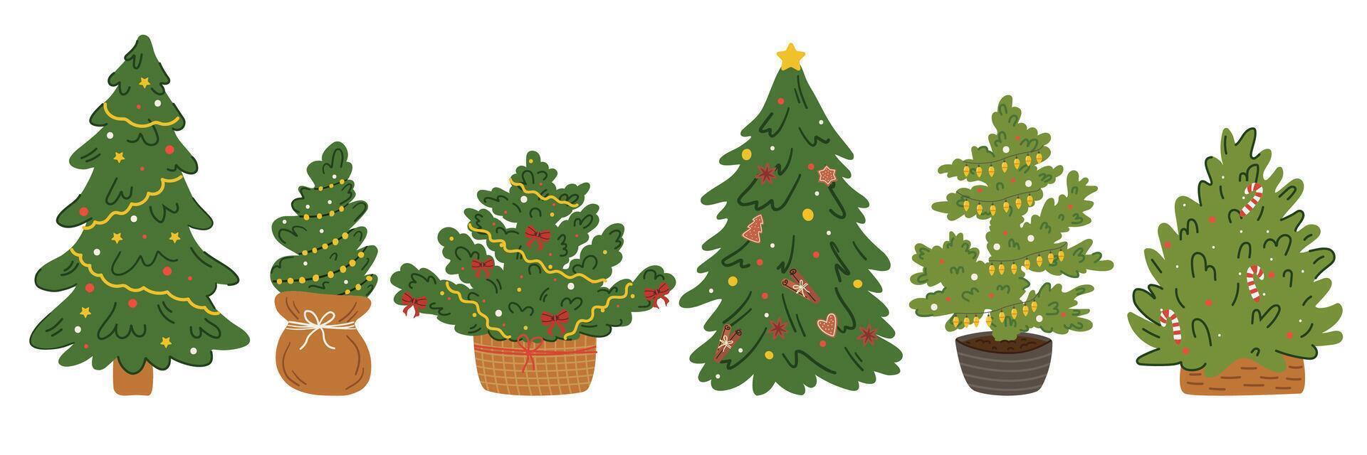 Set of Christmas trees. illustration isolated on a white background. vector