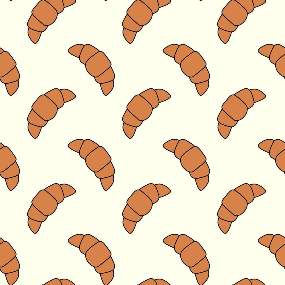 Seamless pattern with croissants. Food background. flat illustration. vector