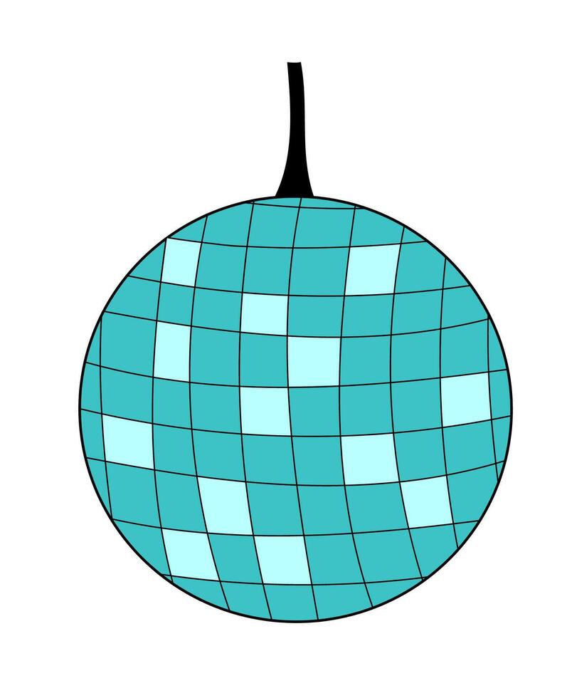Round mirror blue shine ball. Disco Retro Element. flat illustration. vector