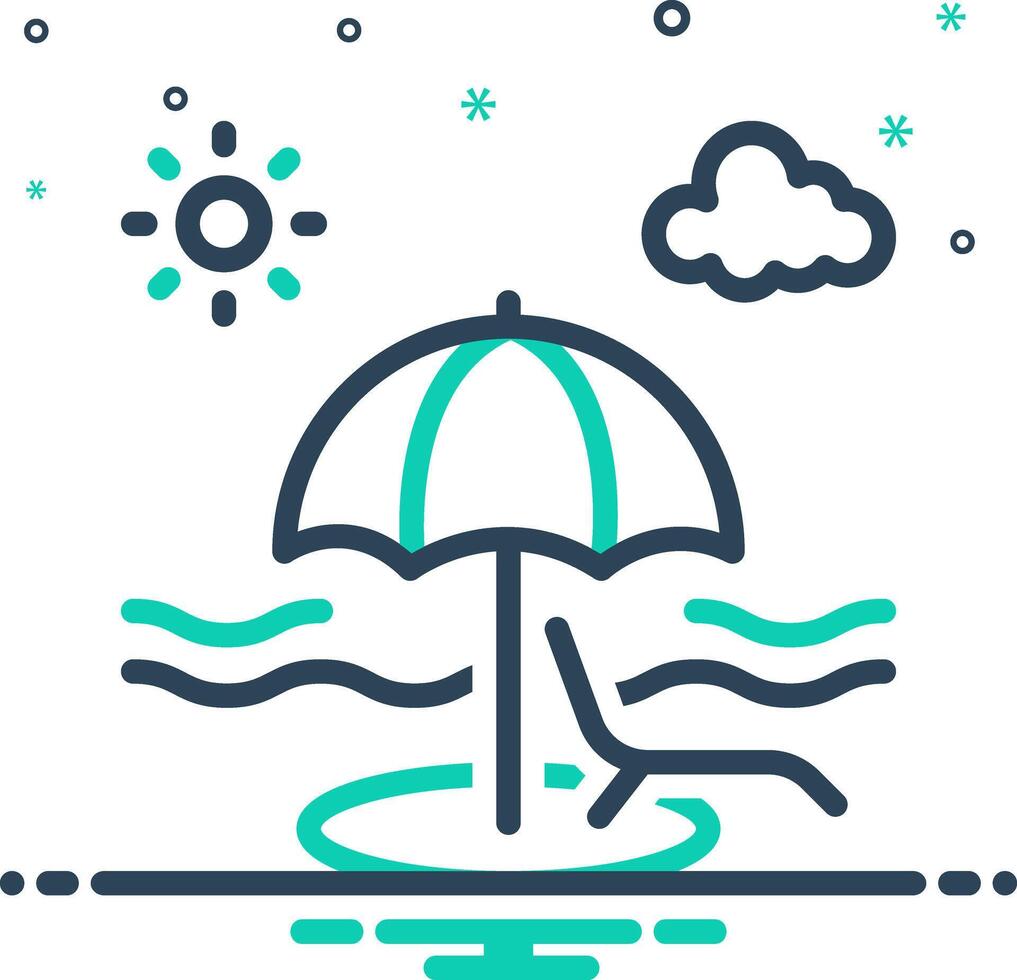 Mix icon for beach umbrella vector