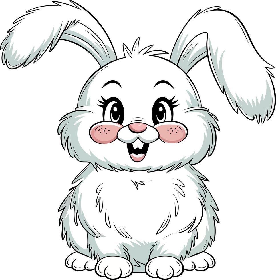 Illustration of Rabbit with Fluffy White Fur and Floppy Ears vector