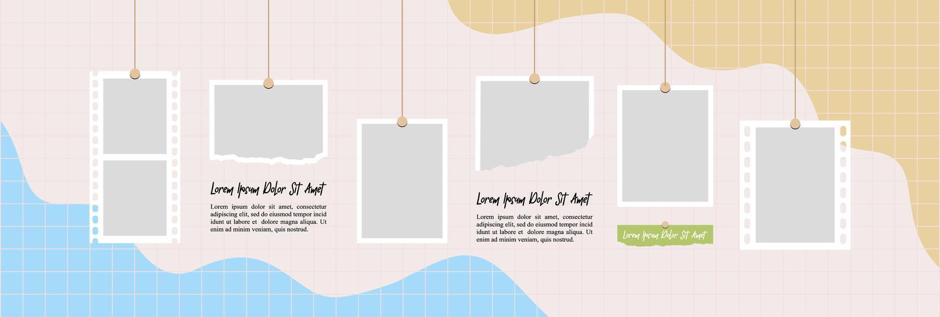 Collage grid photo effect vector