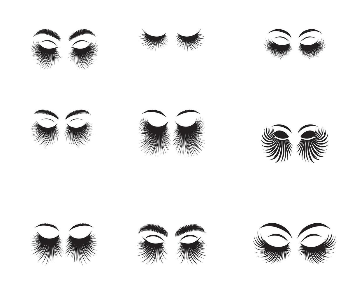 Collection of Eyelashes silhouette Design - Eyebrow and Eyelash illustrations vector