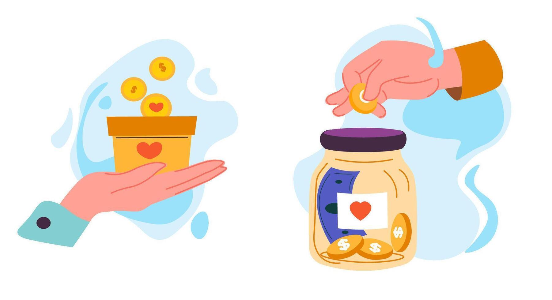 Cash Donation and Savings Jar vector