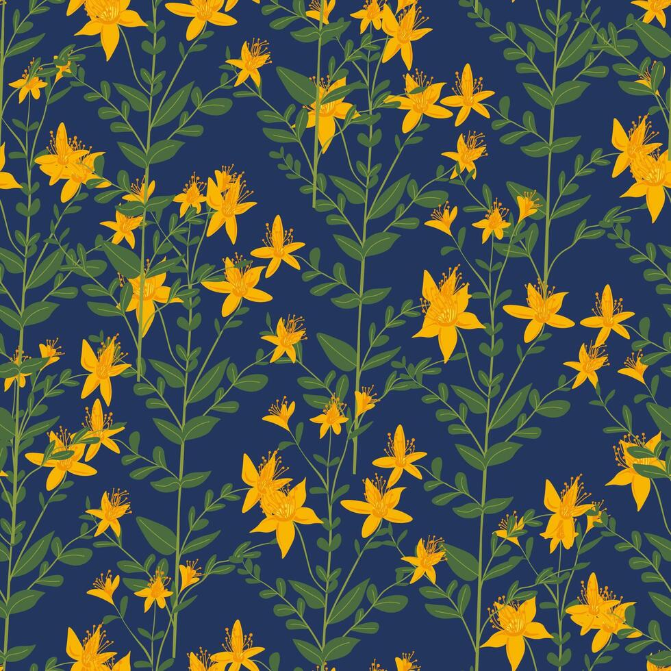 Yellow Flowers Botanical Seamless Pattern vector
