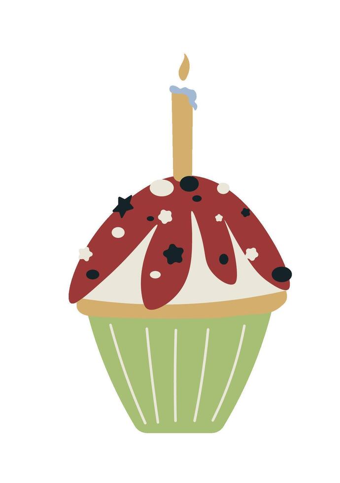 Christmas Cupcake With Candle Illustration vector
