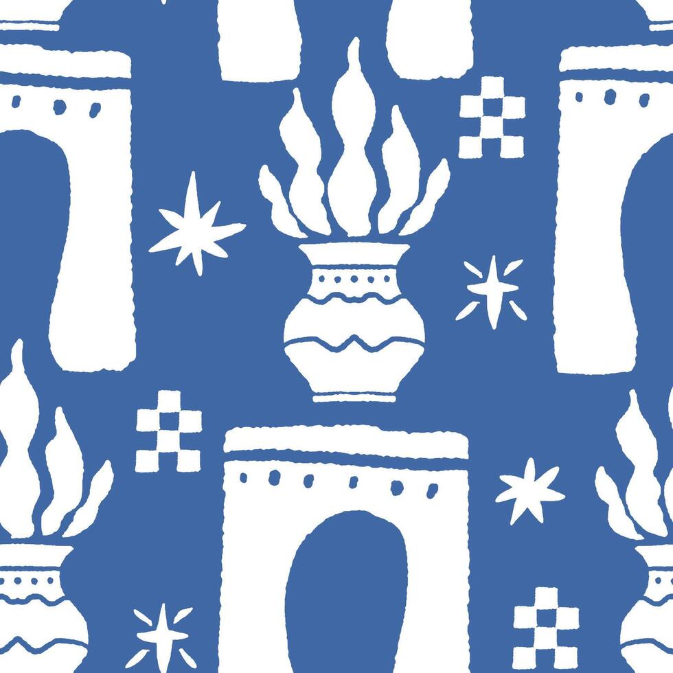 Decorative Flame Vase Pattern vector