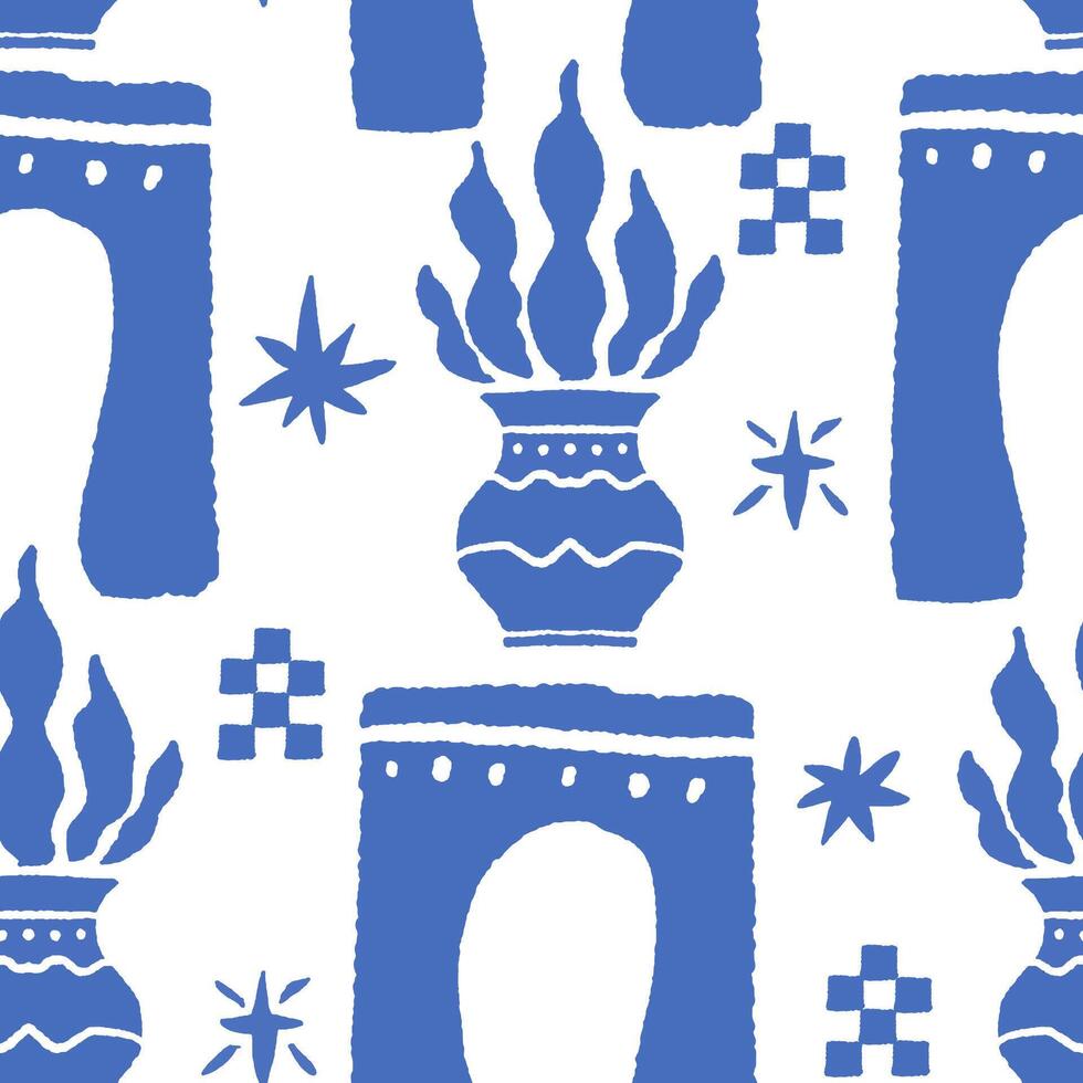 Decorative Flame Vase Pattern vector