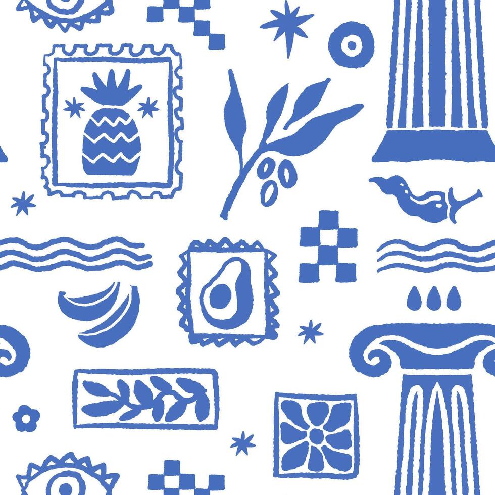 Sun and Columns Motif Pattern vector
