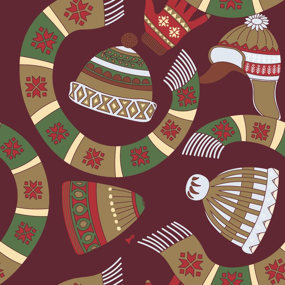 Red and Green Winter Accessories vector