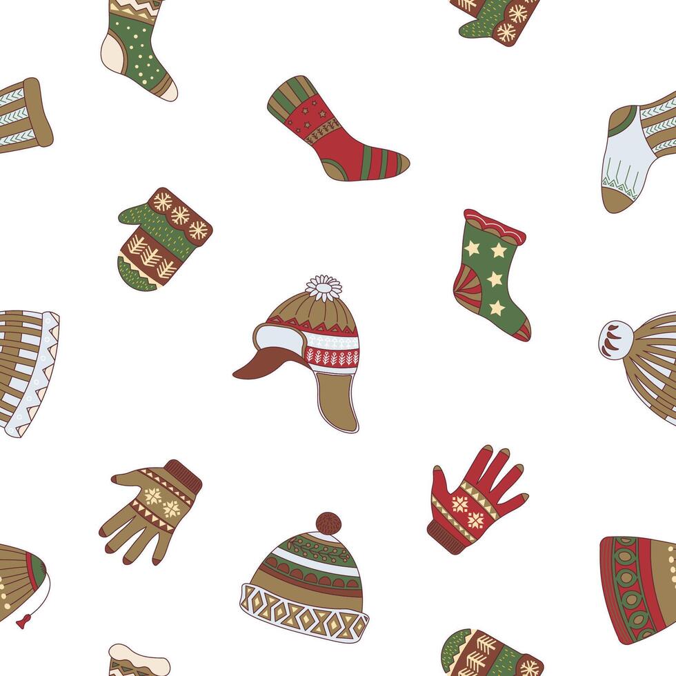 Holiday Socks and Sweaters Pattern vector