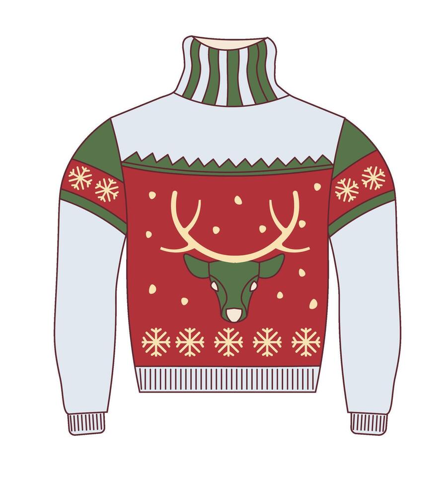 Sweater With Deer And Snowflakes vector